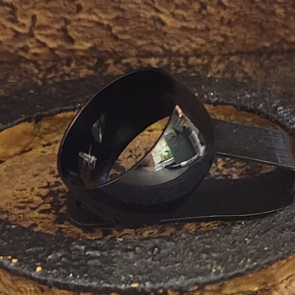 Men's Black 10mm Wedding Ring Band - 10mm Black Wedding Ring For Him - Picture 3 of 6